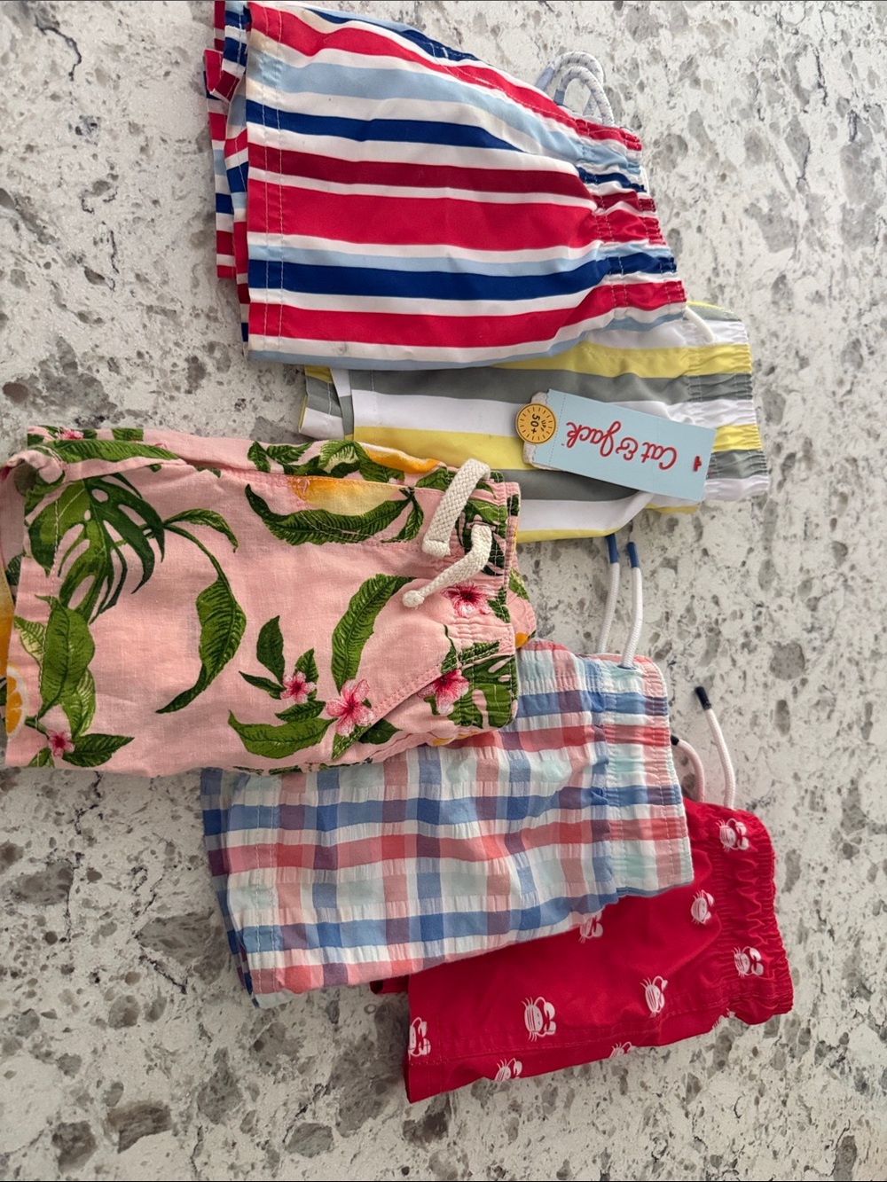 5 pack of toddler swim trunks- 12-18 months